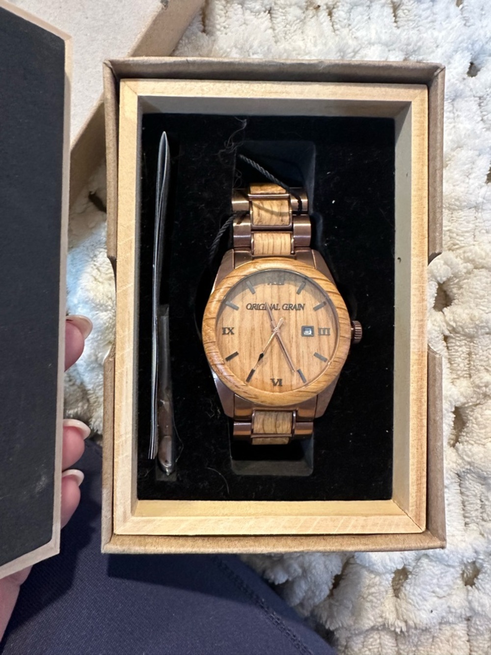 Original Grain Men’s Wood and Metal Brown Watch - Brown